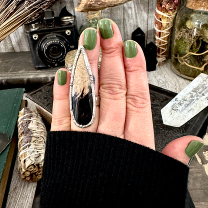Fossilized Palm Root Crystal Ring Fine Silver Size 6.5 / Foxlark Collection - One of a Kind