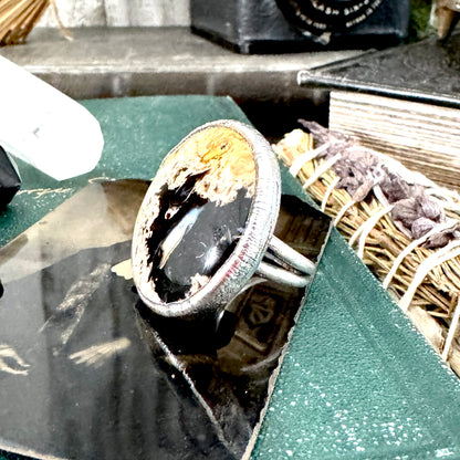Fossilized Palm Root Crystal Ring Fine Silver Size 9 / Foxlark Collection - One of a Kind