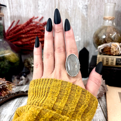 Rutilated Quartz Crystal Ring Fine Silver Size 9 / Foxlark Collection - One of a Kind