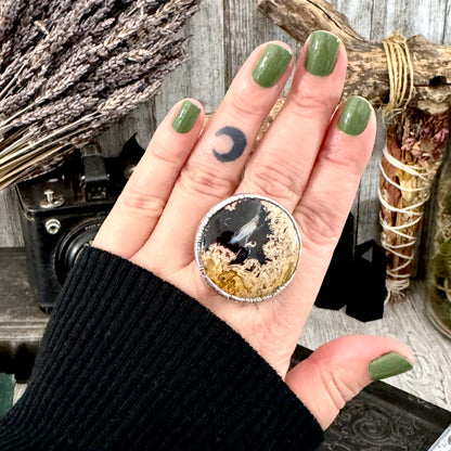 Fossilized Palm Root Crystal Ring Fine Silver Size 9 / Foxlark Collection - One of a Kind