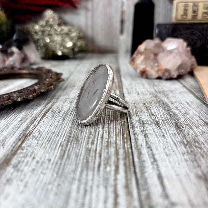 Rutilated Quartz Crystal Ring Fine Silver Size 9 / Foxlark Collection - One of a Kind