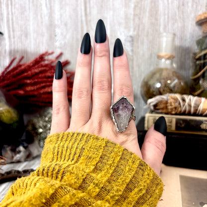 Raw Amethyst Crystal Ring Fine Silver Size 7 / Foxlark Collection - One of a Kind