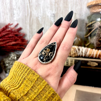 Fossilized Palm Root Crystal Ring Fine Silver Size 10 / Foxlark Collection - One of a Kind