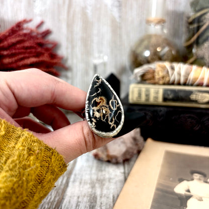 Fossilized Palm Root Crystal Ring Fine Silver Size 10 / Foxlark Collection - One of a Kind