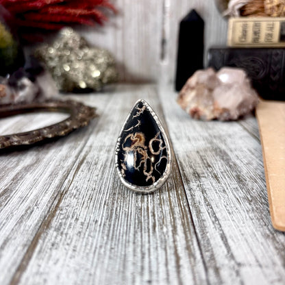 Fossilized Palm Root Crystal Ring Fine Silver Size 10 / Foxlark Collection - One of a Kind