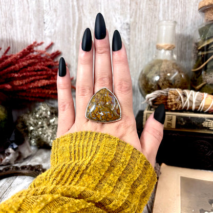 Petrified Wood Crystal Ring Fine Silver Size 9 / Foxlark Collection - One of a Kind