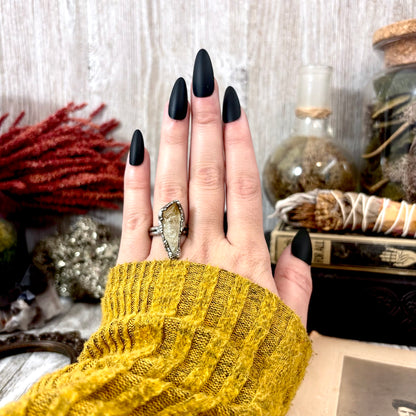 Raw Citrine Crystal Ring Fine Silver Size 5.5 / Foxlark Collection - One of a Kind