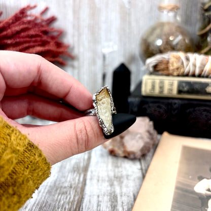 Raw Citrine Crystal Ring Fine Silver Size 5.5 / Foxlark Collection - One of a Kind