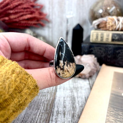 Fossilized Palm Root Crystal Ring Fine Silver Size 10 / Foxlark Collection - One of a Kind