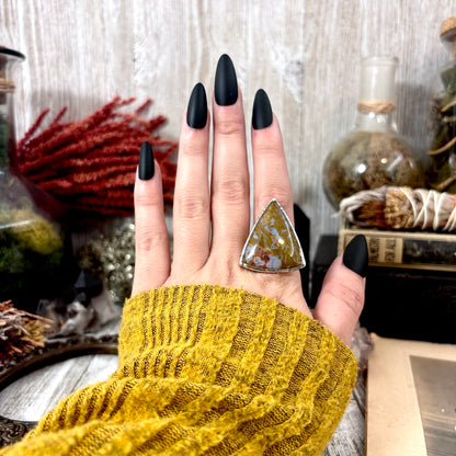 Petrified Wood Crystal Ring Fine Silver Size 8 / Foxlark Collection - One of a Kind