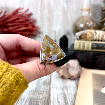 Petrified Wood Crystal Ring Fine Silver Size 8 / Foxlark Collection - One of a Kind