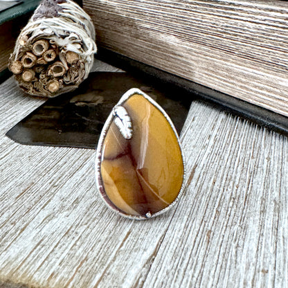 Yellow Mookaite Crystal Ring Fine Silver Size 7.5 / Foxlark Collection - One of a Kind