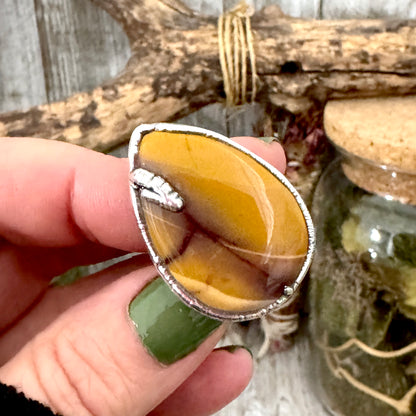 Yellow Mookaite Crystal Ring Fine Silver Size 7.5 / Foxlark Collection - One of a Kind