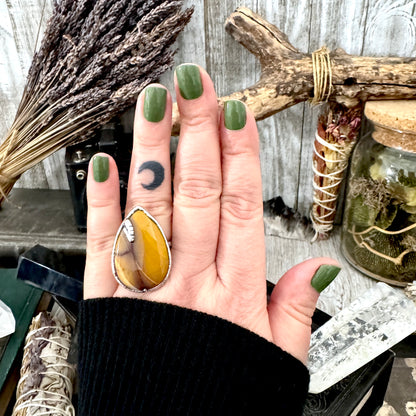 Yellow Mookaite Crystal Ring Fine Silver Size 7.5 / Foxlark Collection - One of a Kind