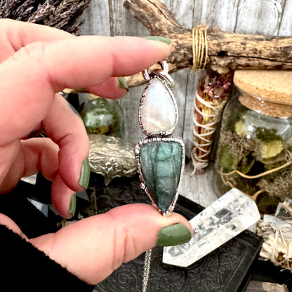Multi Stone Labradorite Rainbow Moonstone Necklace Silver / Foxlark Collection