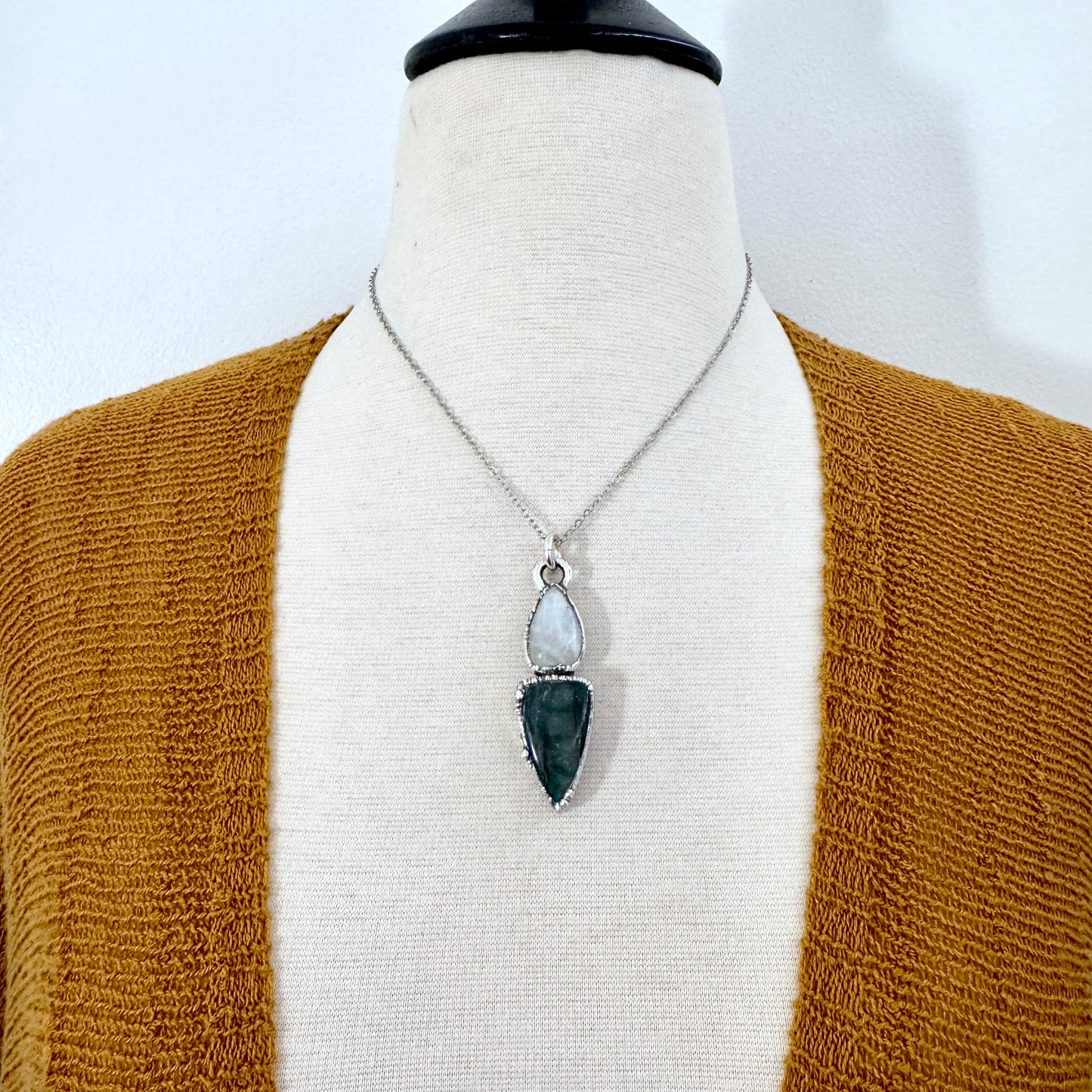 Multi Stone Labradorite Rainbow Moonstone Necklace Silver / Foxlark Collection