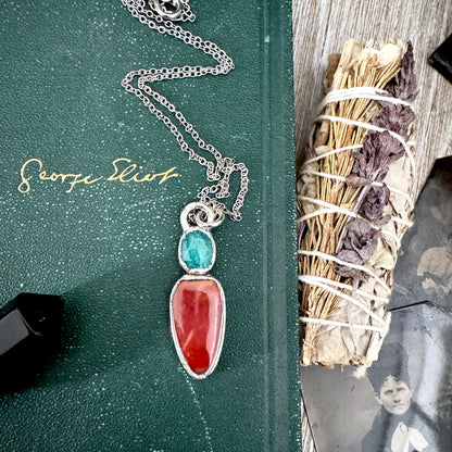 Multi Stone Amazonite Mookaite Crystal Necklace Fine Silver / Foxlark Collection