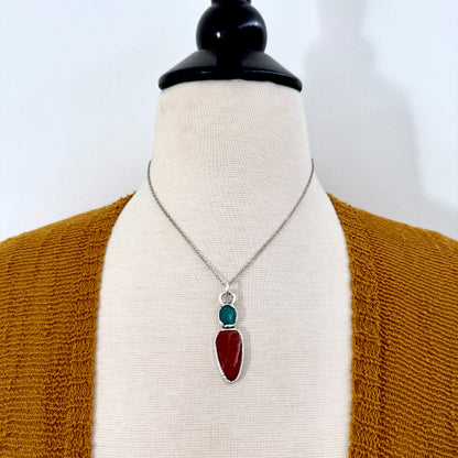 Multi Stone Amazonite Mookaite Crystal Necklace Fine Silver / Foxlark Collection