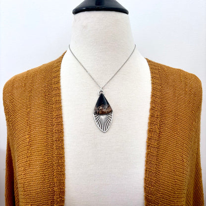 Moss & Moon Collection - Fossilized Palm Root Statement Necklace in Fine Silver / One of a Kind