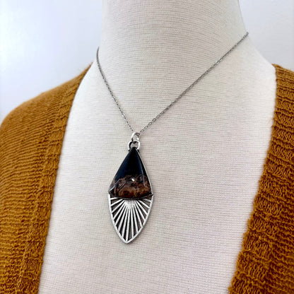 Moss & Moon Collection - Fossilized Palm Root Statement Necklace in Fine Silver / One of a Kind