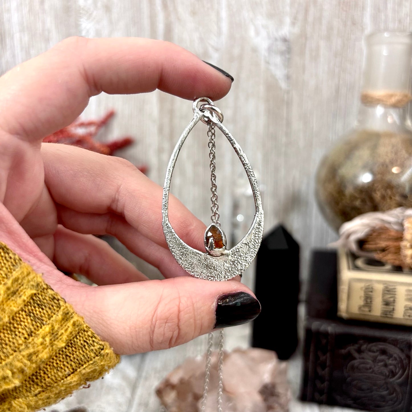 Orange Kyanite Crystal Necklace in Fine Silver / Foxlark Collection - One of a Kind
