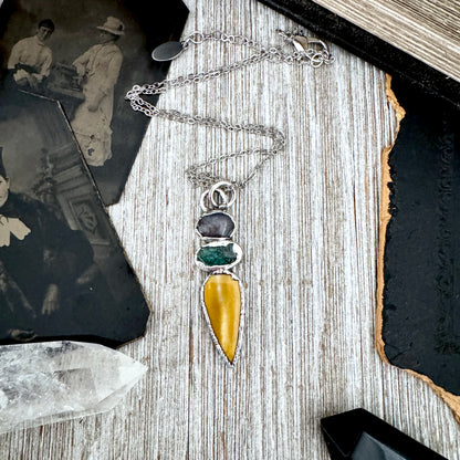 Multi Stone Star Ruby Turquoise Mookaite Crystal Necklace Fine Silver / Foxlark Collection