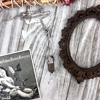 Raw Smoky Quartz Crystal Necklace in Fine Silver / Foxlark Collection - One of a Kind