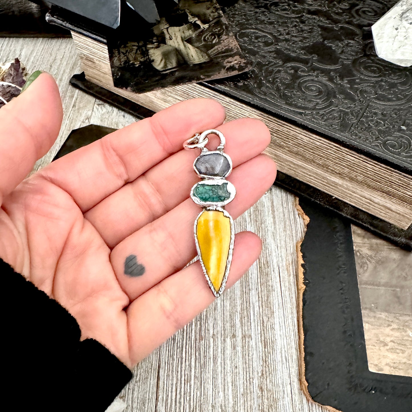 Multi Stone Star Ruby Turquoise Mookaite Crystal Necklace Fine Silver / Foxlark Collection