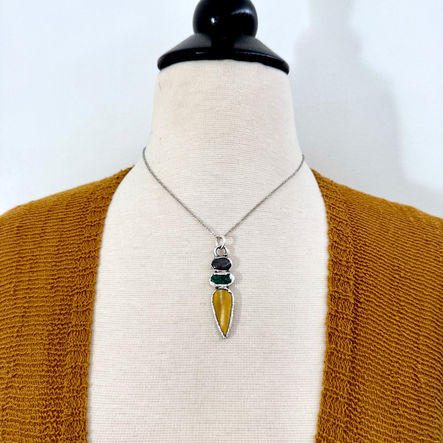 Multi Stone Star Ruby Turquoise Mookaite Crystal Necklace Fine Silver / Foxlark Collection