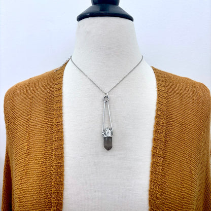 Raw Smoky Quartz Crystal Necklace in Fine Silver / Foxlark Collection - One of a Kind