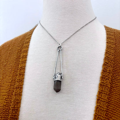 Raw Smoky Quartz Crystal Necklace in Fine Silver / Foxlark Collection - One of a Kind