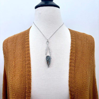Moss Agate Crystal Necklace in Fine Silver / Foxlark Collection - One of a Kind