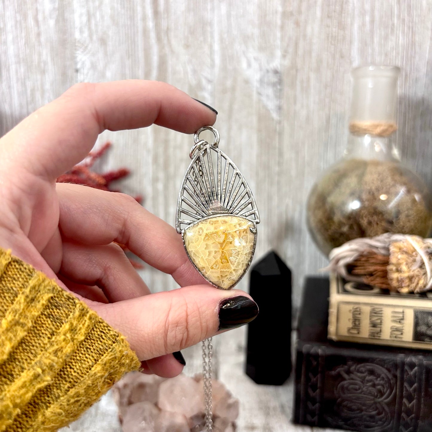 Moss & Moon Collection - Fossilized Coral Statement Necklace in Fine Silver / One of a Kind