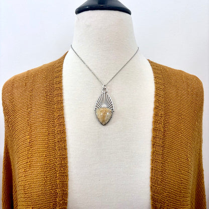 Moss & Moon Collection - Fossilized Coral Statement Necklace in Fine Silver / One of a Kind