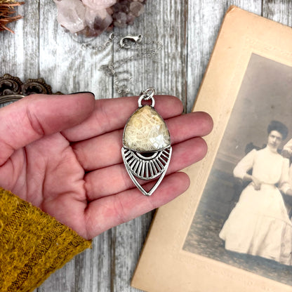 Moss & Moon Collection - Fossilized Coral Statement Necklace in Fine Silver / One of a Kind