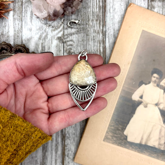 Moss & Moon Collection - Fossilized Coral Statement Necklace in Fine Silver / One of a Kind