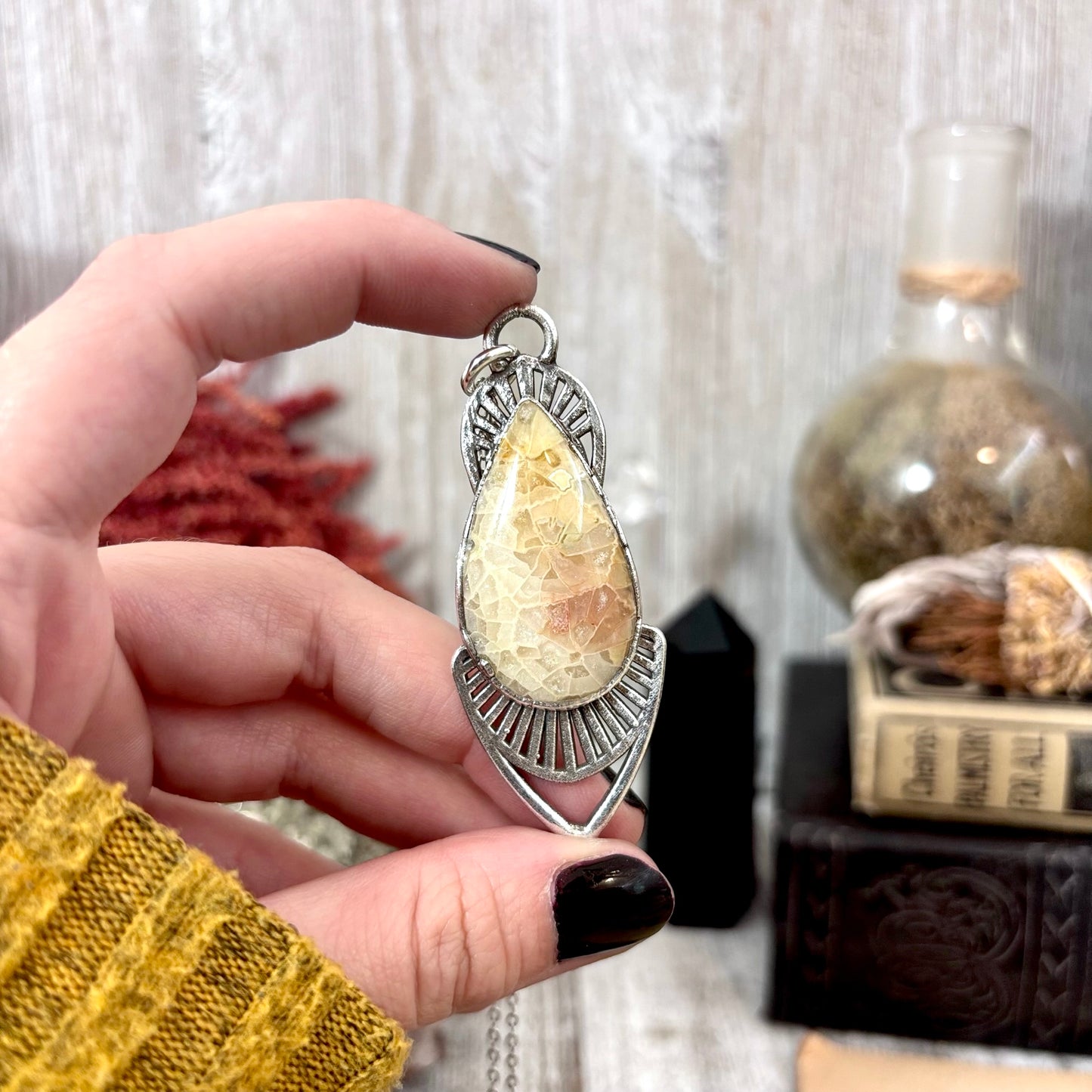 Moss & Moon Collection - Fossilized Coral Statement Necklace in Fine Silver / One of a Kind