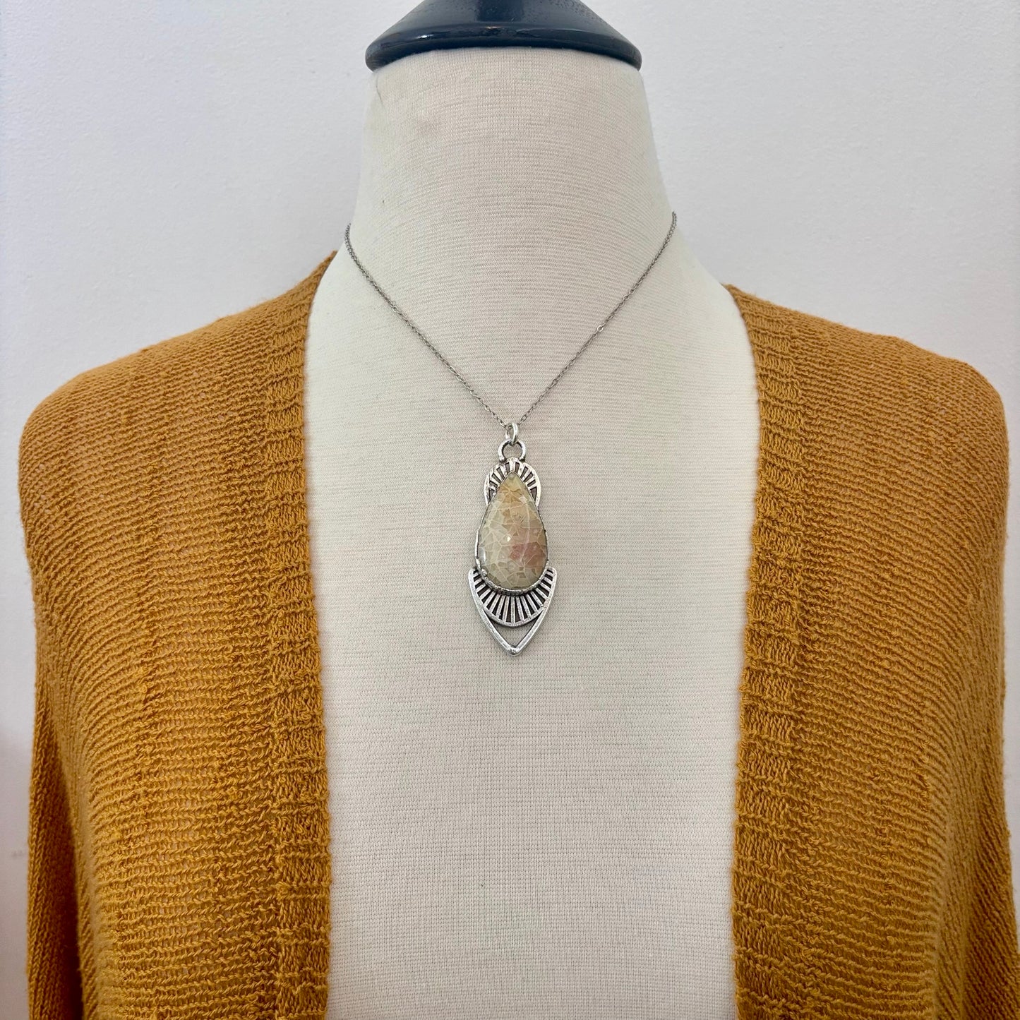 Moss & Moon Collection - Fossilized Coral Statement Necklace in Fine Silver / One of a Kind