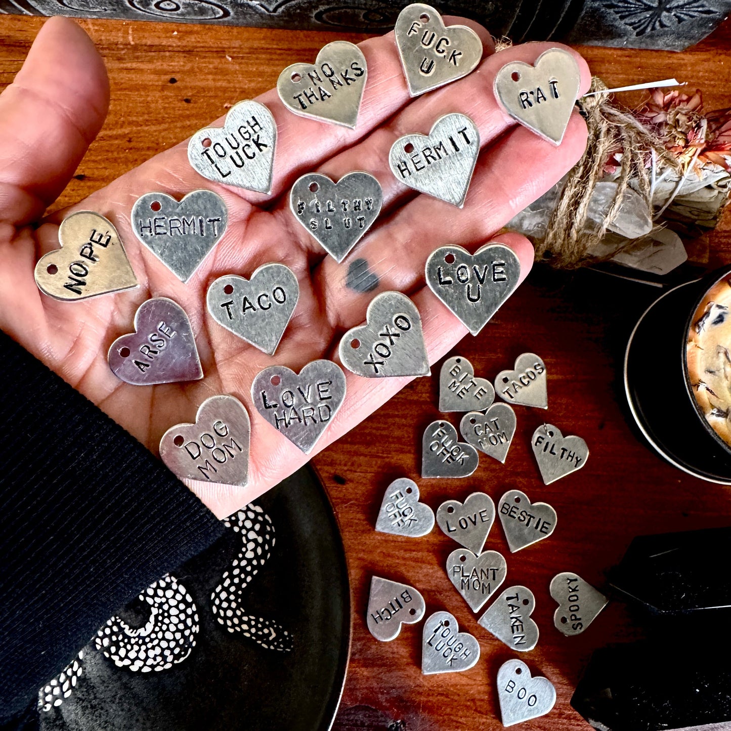 Hand Stamped Heart Necklace