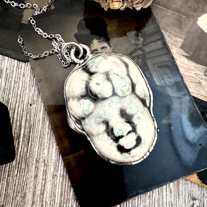 Ceramic Baby Doll Face Necklace Fine Silver / Foxlark Collection - One of a Kind