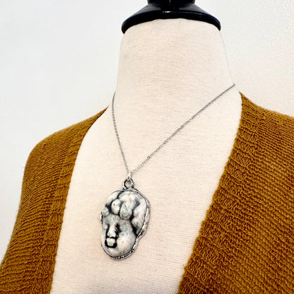 Ceramic Baby Doll Face Necklace Fine Silver / Foxlark Collection - One of a Kind