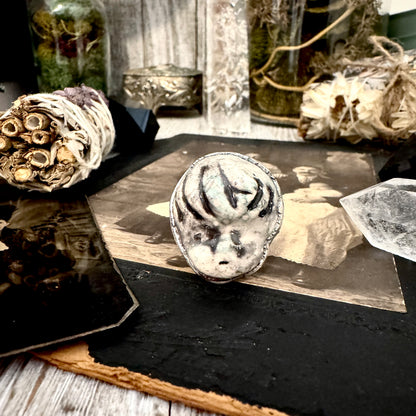 Ceramic Baby Doll Head Ring Fine Silver Size 8.5 / Foxlark Collection - One of a Kind