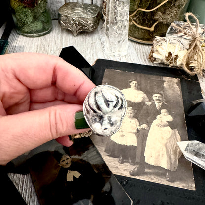 Ceramic Baby Doll Head Ring Fine Silver Size 8.5 / Foxlark Collection - One of a Kind