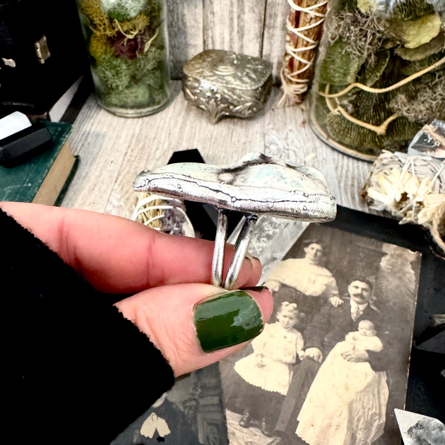 Ceramic Baby Doll Head Ring Fine Silver Size 9 / Foxlark Collection - One of a Kind