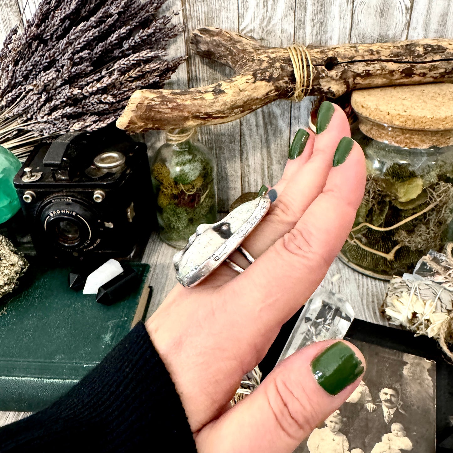 Ceramic Baby Doll Head Ring Fine Silver Size 9 / Foxlark Collection - One of a Kind