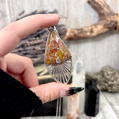 Moss & Moon Collection - Petrified Wood Statement Necklace in Fine Silver / One of a Kind