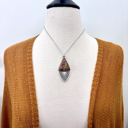 Moss & Moon Collection - Petrified Wood Statement Necklace in Fine Silver / One of a Kind