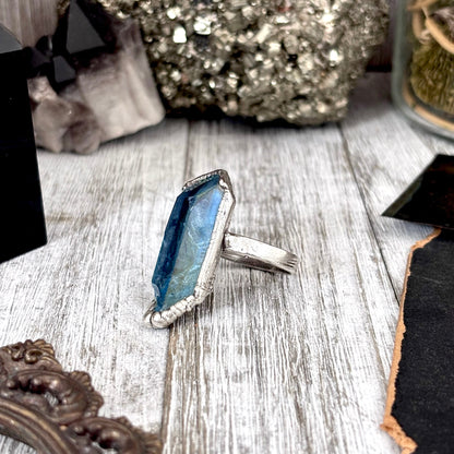 Aqua Aura Quartz Crystal Ring Set in Fine Silver Size 9 / Foxlark Collection - One of a Kind