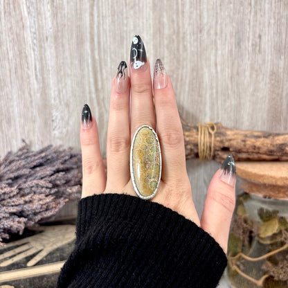 Fossilized Coral Crystal Ring Fine Silver Size 10 / Foxlark Collection - One of a Kind