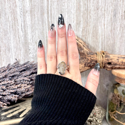 Raw Citrine Crystal Ring Fine Silver Size 9 / Foxlark Collection - One of a Kind